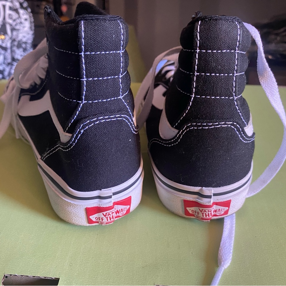 Unisex child Vans Classic Black and White High-Tops 5.5 - Picture 10 of 11